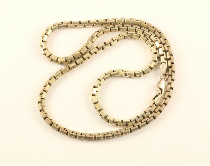 Vintage 20 Inch Men Box Chain Design Necklace 925 Sterling Nc 1044