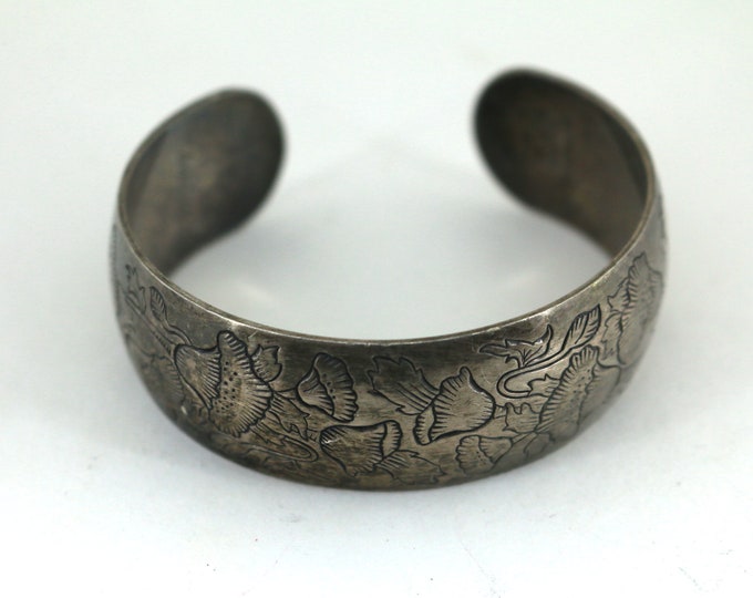 Vintage Sterling Silver Floral Kirk & Son Ladies Cuff Bracelet BR 2482