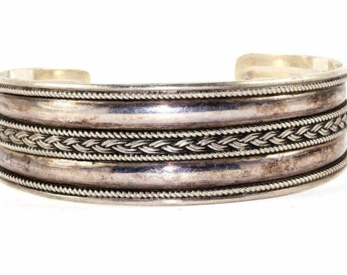 Vintage Woven Braided Cuff Bracelet 925 Sterling  BR 118