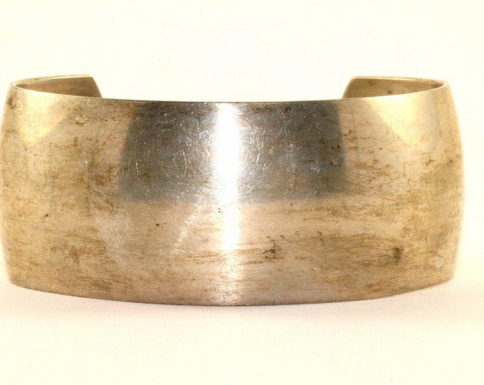 Vintage Mj Signed Plain Cuff Bracelet 925 Sterling Br 2029