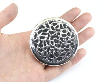 Vintage Filigree Celtic Pill Box Sterling 925 Silver OT 465