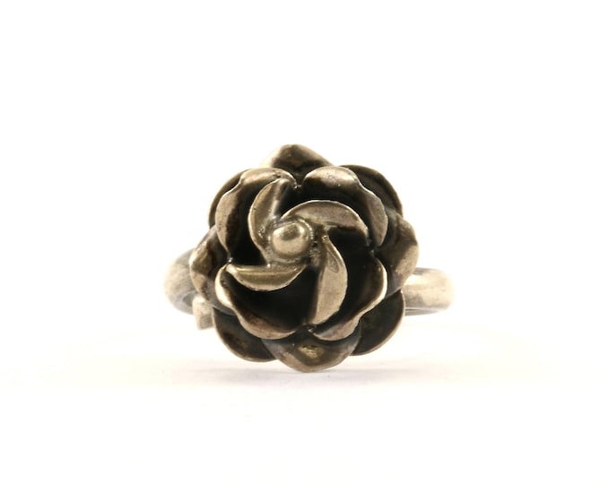 Vintage Rose Flower Design Statement Ring 925 Sterling Silver RG 3592