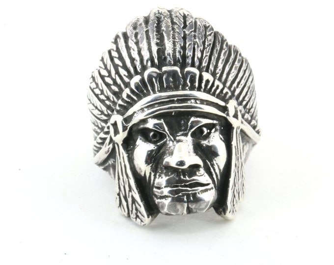 Vintage Size 13.25 Indian Chief Men Ring Sterling Silver | Men Jewelry RG 3504