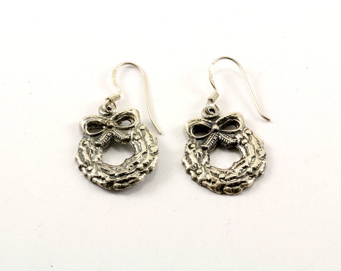 Vintage Floral Design Dangle Earrings 925 Sterling ER 704-E