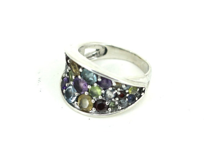 Vintage Size 6.25 CZ  Multi-stone Design Ring Sterling 925 Silver Ring  RG 465