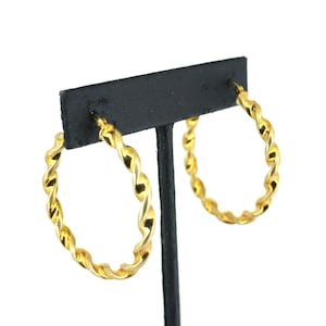 Vintage San Marco Macaroni  Gold Plated Hoop Earrings 925 Sterling ER 1483