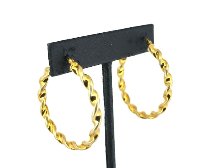 Vintage San Marco Macaroni  Gold Plated Hoop Earrings 925 Sterling ER 1483