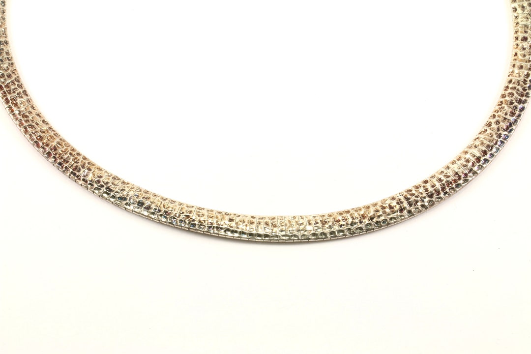Vintage 18 Inch Hammered Design Chain Necklace 925 Sterling Silver NC ...