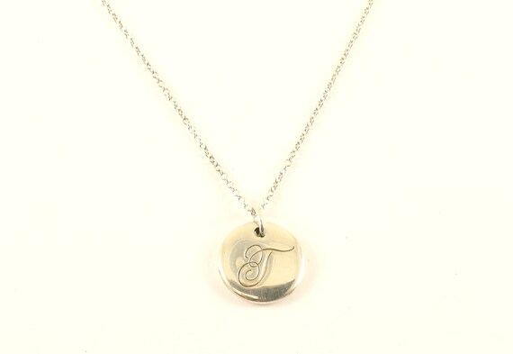 Vintage Tiffany Co Initial Letter T Design Chain Necklace - Tiffany Co Initial Pendant Vintage Tiffany Co Initial Letter T Design Chain Necklace - Tiffany Co Initial Pendant