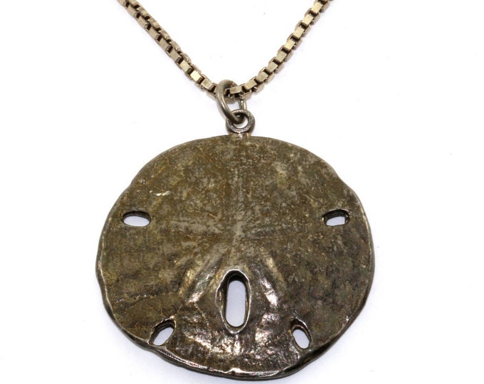 Vintage 19 Inch Sand Dollar box Chain Pendant Necklace 925 Sterling Silver NC 821