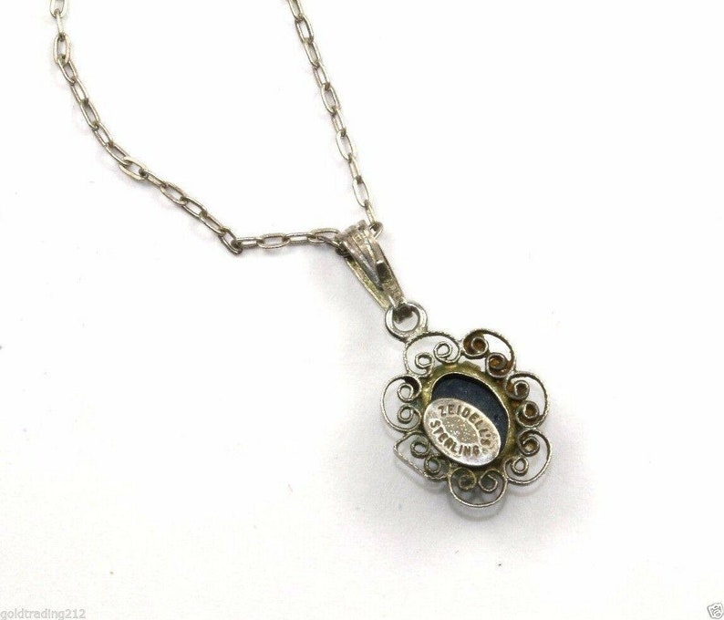401744748258 Zeidell\u2019s Vintage Sterling Silver Hematite Filigree Pendant Necklace Nc 576