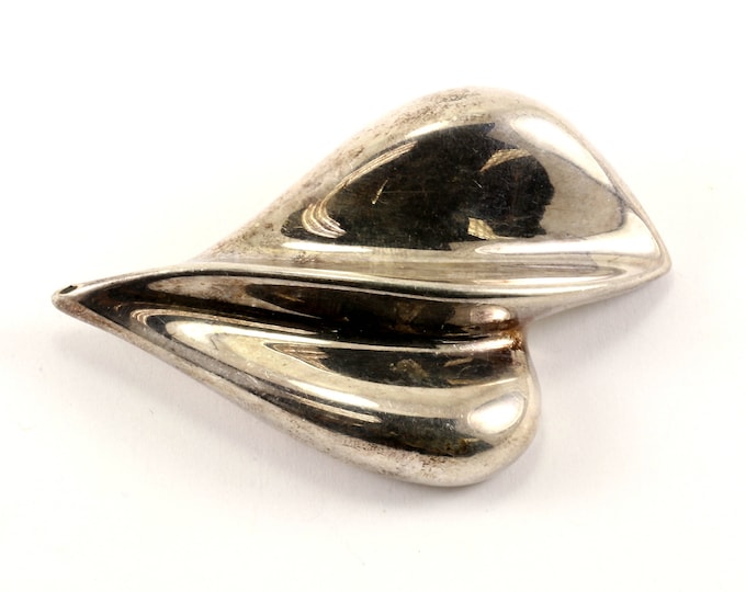 Vintage Two Waved Design Pin/Brooch 925 Sterling Silver BB 448-E