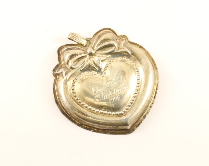 Vintage 1996 Reed and Barton Heart Our First Christmas Ornament 925 Sterling Silver OT 229
