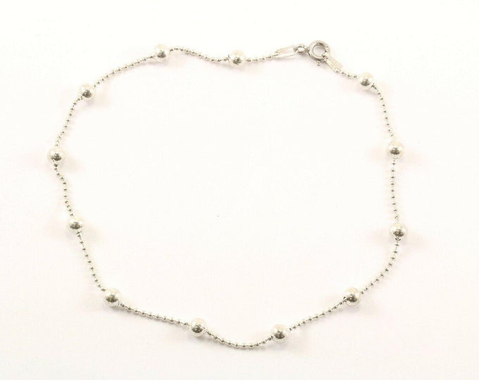Vintage Beaded Design Chain Ankle Bracelet 925 Sterling Br 2891(401762035362)