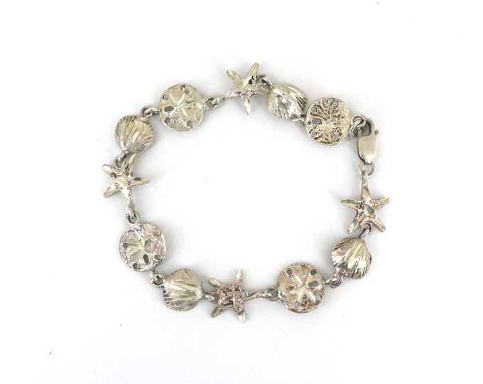 Vintage Beach Theme Link Bracelet 925 Sterling Br 2221(123759770691)