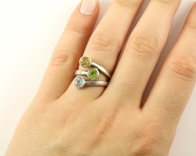 Vintage Multi Color Crystal CZ Design Ring 925 Sterling Silver RG 4238
