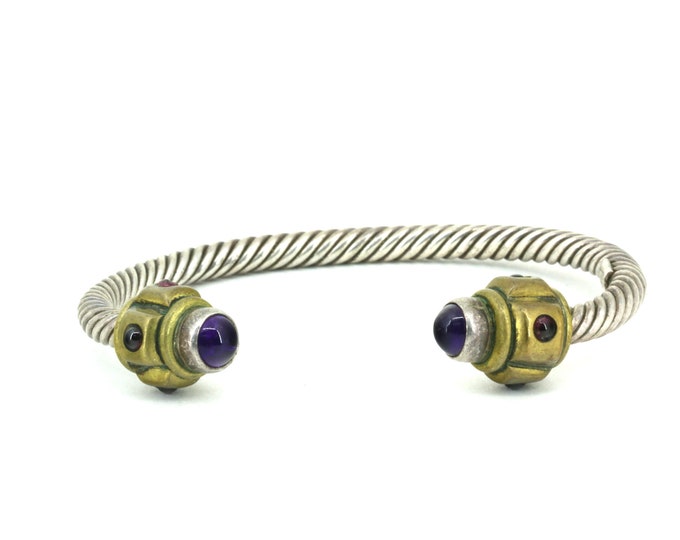 Vintage Two Tone Mexico Twisted Bracelet 925 Sterling Silver & Brass  BR 275