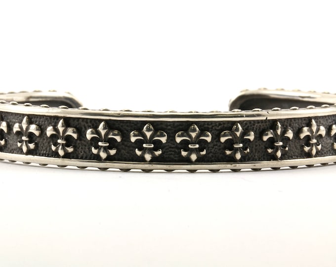 Vintage Men's Phillip Gavriel French Lily Design Cuff Bracelet 925 Sterling  Silver BR 1752