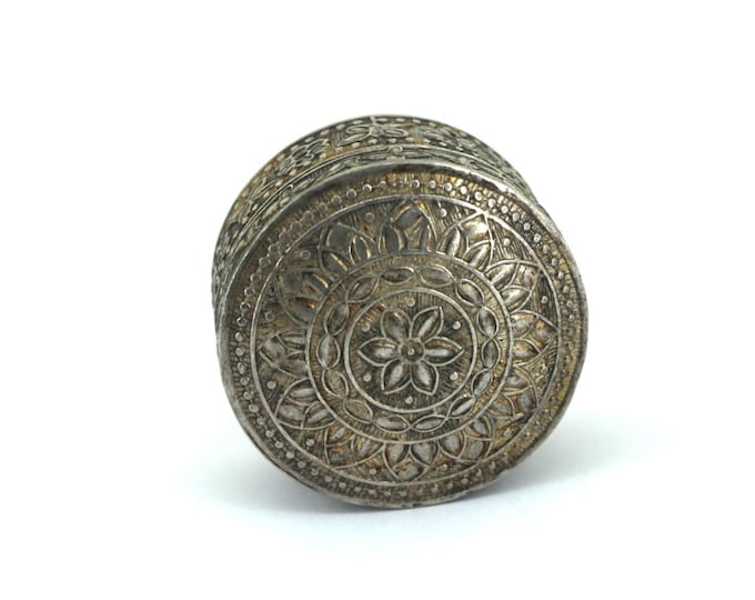 Vintage Filigree Etched Pill Box Sterling 925 Silver OT 097