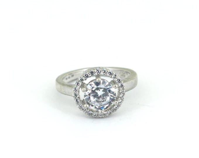 Vintage Size 4.75 Crystal CZ Engagement Ring 925 Sterling RG 4704