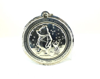 Vintage  1998 Disney & Lunt Winnie The Pooh Christmas Story Ornament Journey  Religious Pendant  925 Sterling Silver PD 2514