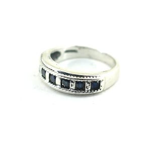Vintage Size 7 Floral Design Black & White CZ Ring Sterling 925 Silver RG 3913
