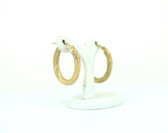 Vintage Shimmering 14K Gold Italian Elegant Twisted Hoop Earrings 14K Gold ER 1417
