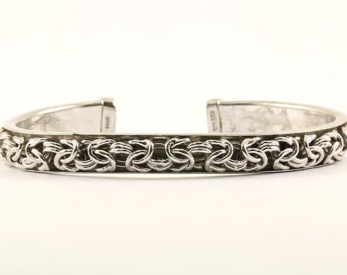 Vintage Byzantine Chain Design Bangle Bracelet 925 Sterling BR 2653