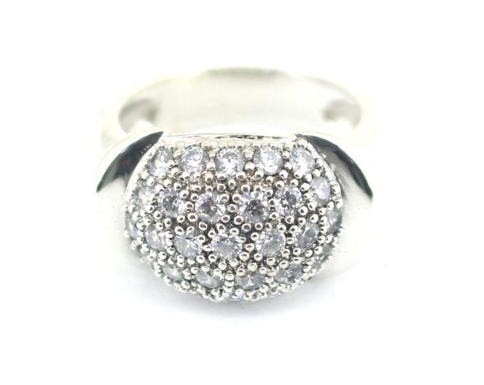 Vintage Luxury Dome CZ Band Design Ring 925 Sterling Silver RG 4615
