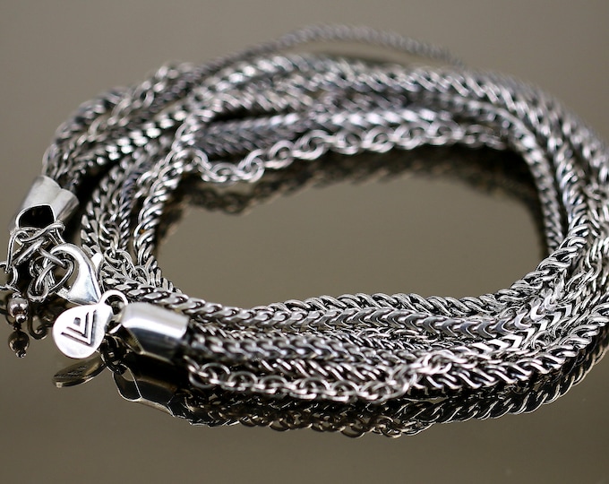 Vintage 17 Inch Thailand Authentic Silpada Multiple Rope Chain Design Necklace 925 Sterling Silver NC 006