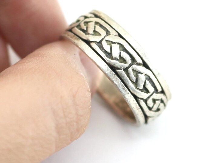 Vintage Celtic Knot Braided Spinner Band Design Ring Sterling Silver RG 459