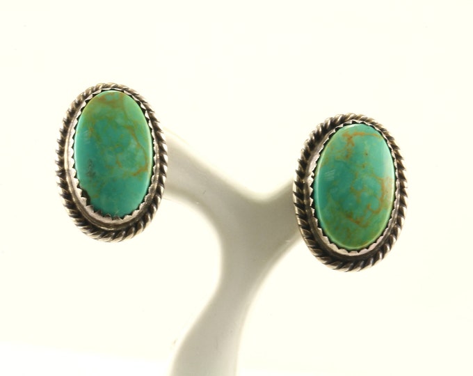 Vintage Jon Mc Cray Turquoise Stud Earrings 925 Sterling Silver ER 820