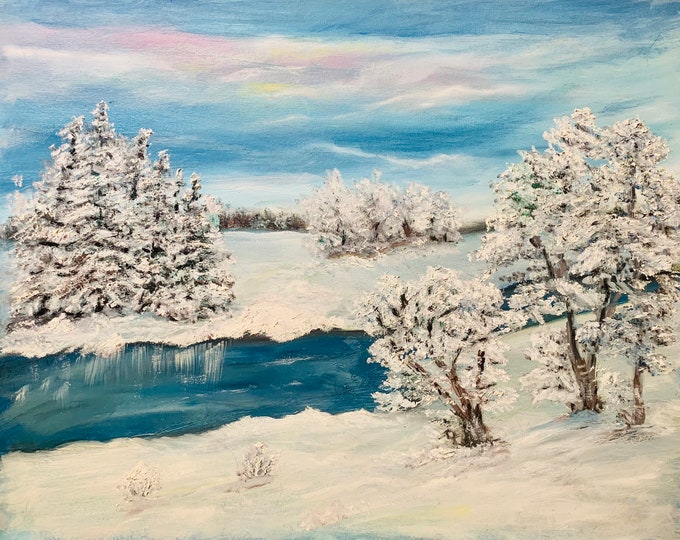 Hand-Painted Art | "Winter Sketch" Hand painted with high quality oil paints on Canvas Panel One of a kind by artist Diana Hen