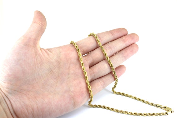 Vintage 18 Inch Thin Rope Heavy Plain Gold Plated… - image 5