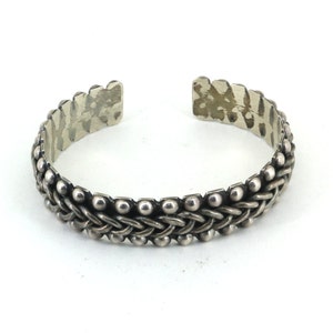 Vintage Beaded Cuff Bracelet 925 Sterling Br 1673