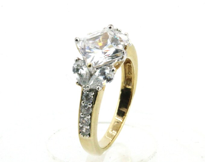 Size 6 Gold Plated Vintage  Engagement Ring 925 Sterling Silver RG 1292