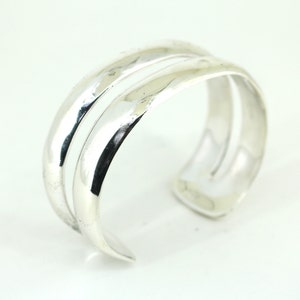 Vintage Dubbelt Tvinnad Split Strand Manschettarmband 925 Sterling Silver BR 098