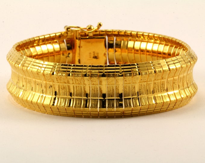Vintage Flexible Square Design Gold Tone Bracelet 925 Sterling BR 1841-E