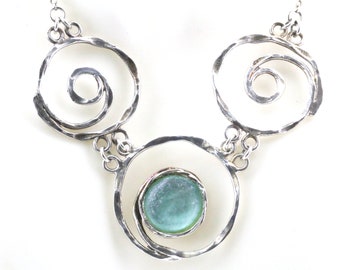 17 Inch Elegant Swirl  Design Pendant Necklace 925 Sterling NC 833