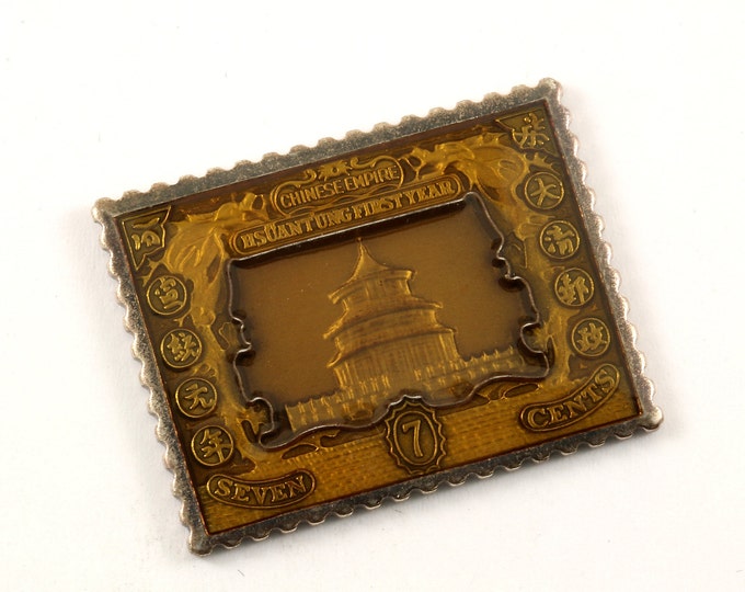 Vintage The Metropolitan Collection of Enamel Stamps China Chinese Empire Postage 925 Sterling Silver OT 228