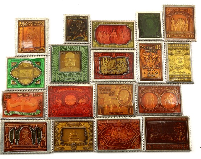 Vintage The Metropolitan Collection of Enamel Stamps Eire Irish Postage 925 Sterling Silver OT 228