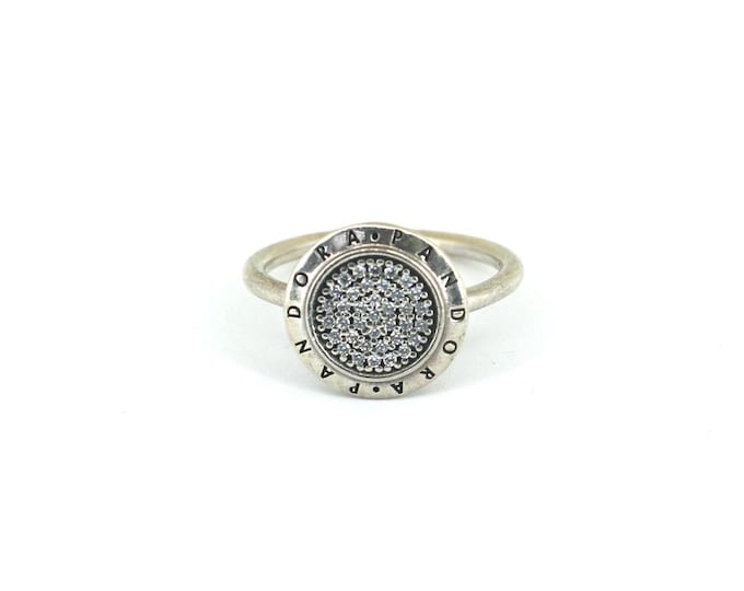 Authentic Pandora Beaded Elegant Sparkle Design Ring 925 Sterling Silver Size 7.5 RG 4701