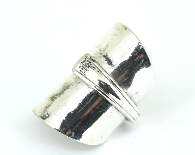 Vintage Women's Spoon Band Statement Ring 925 Sterling Silver RG 1996