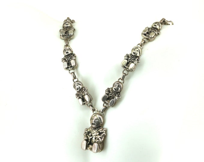 Vintage Carol Felley Storyteller Squash Link 925 Sterling Silver Necklace NC 1194