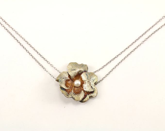 Vintage 16 Inch Flower Double Chain Necklace 925 Sterling NC 1068
