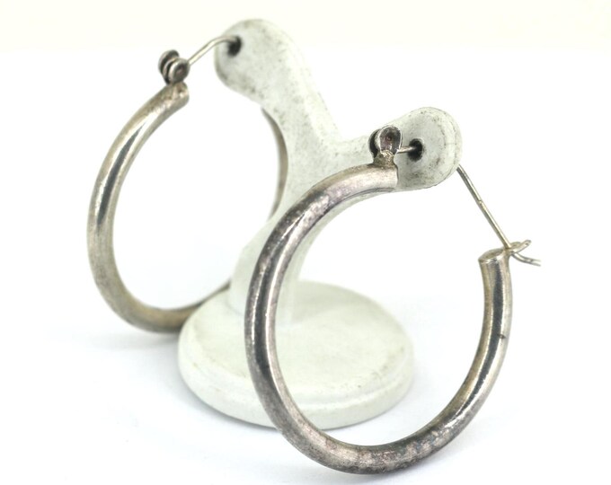 Vintage Shiny Hoop Earrings Sterling 925 ER 145