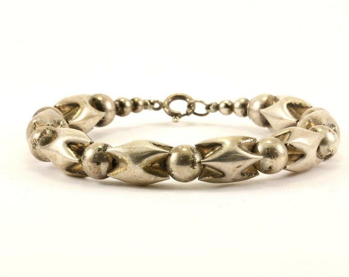 Vintage Beads Beaded Design Bracelet Sterling 925 Br 3166(123759778129)