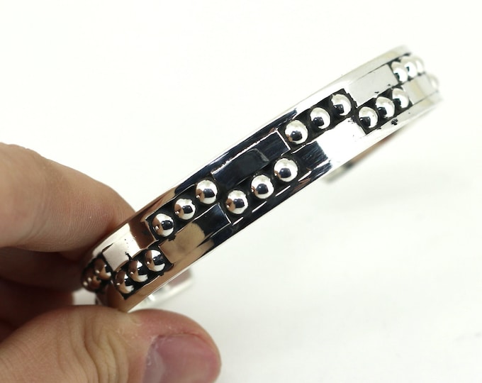 Vintage 7 Inch Mexico Angled  Cuff Bracelet Sterling Silver BR 3637