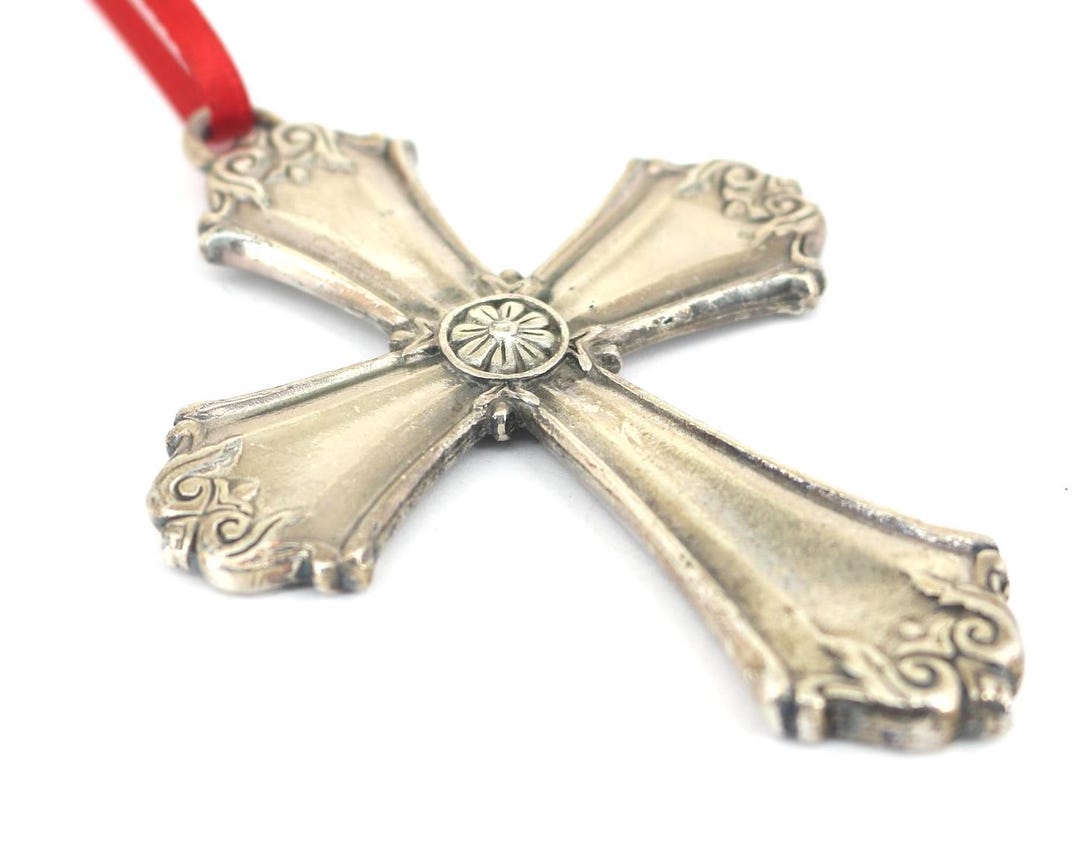Cross Graphics Reed Vintage Reed & Barton Large Cross With Christ Design Pendant Silver 925 ...