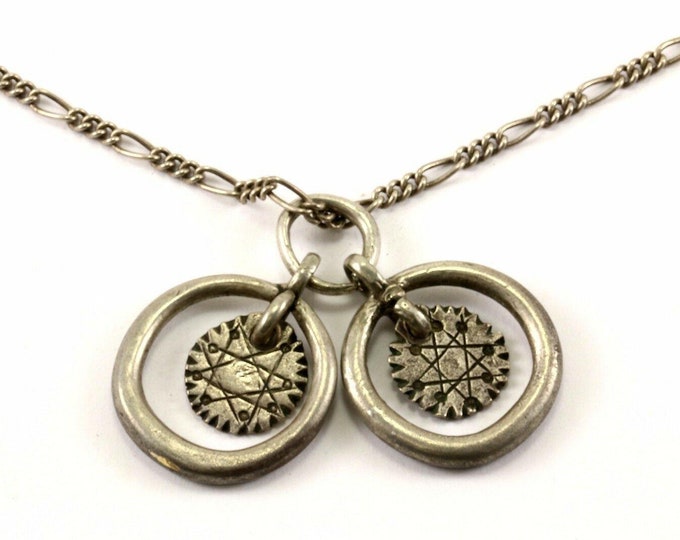 Vintage Geometric Round Design Necklace 925 Sterling Nc 1253